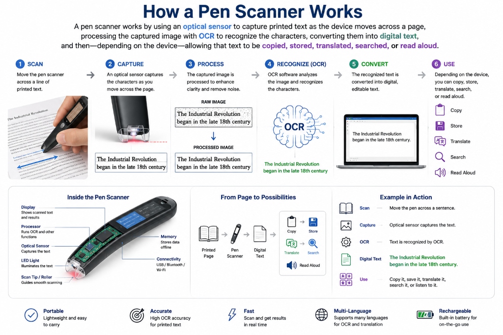 How a pen scanner works flow diagram