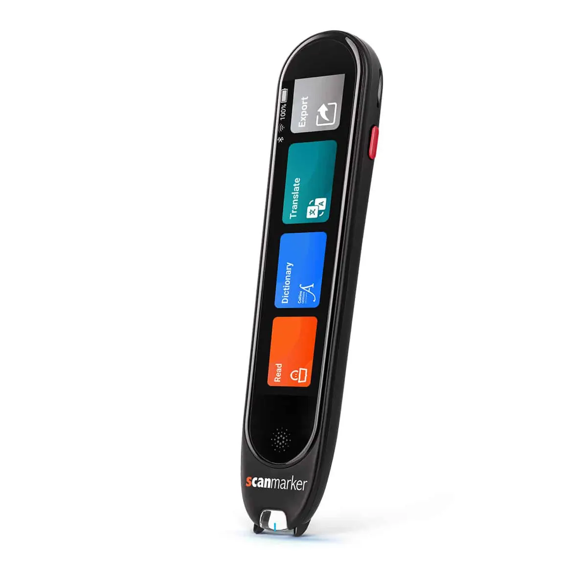 Scanmarker Max reader pen scanning a line of printed text